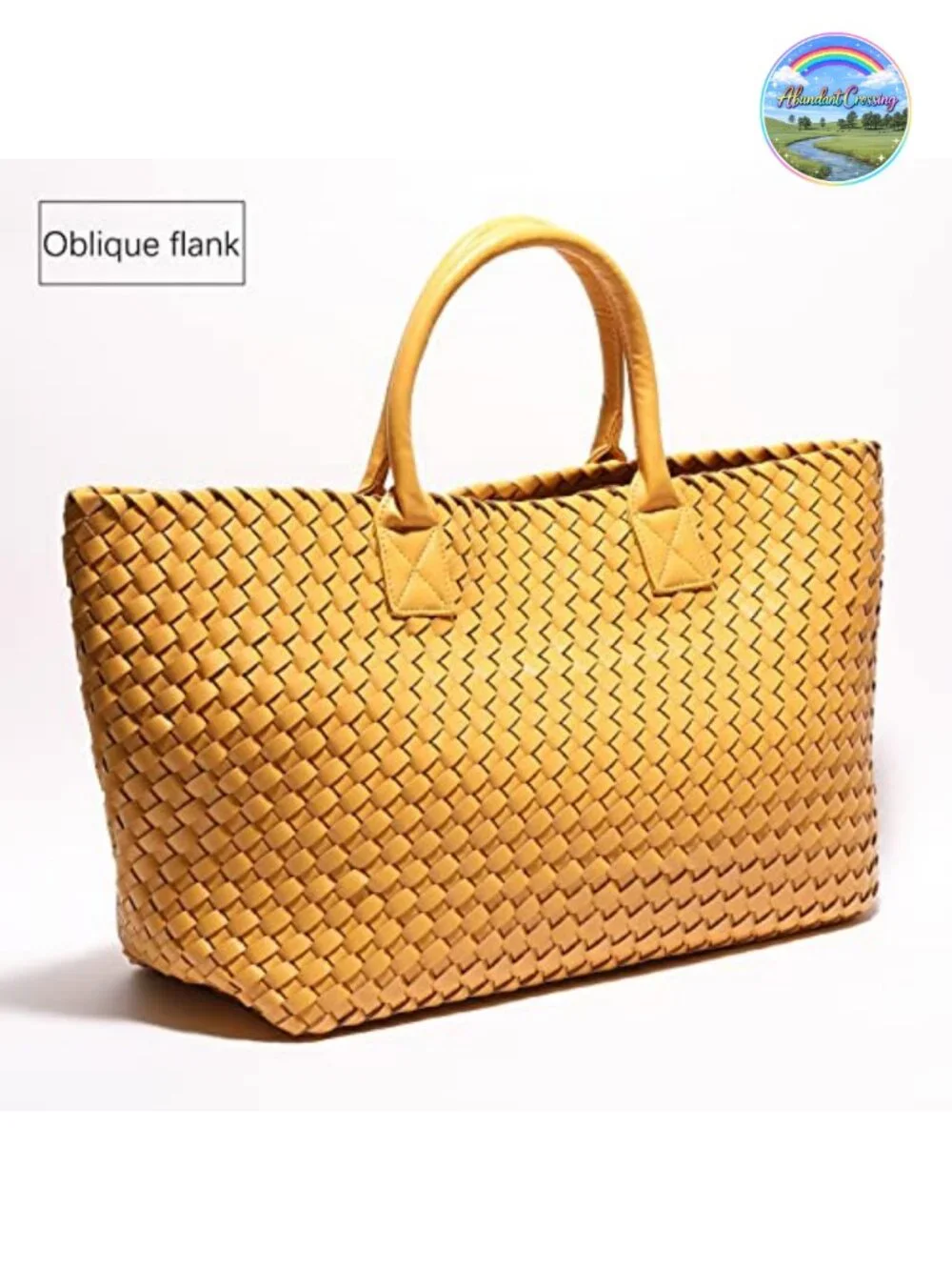 Vegan Leather Woven Tote Bag Large Capacity Shoulder Handbag Travel Shopper